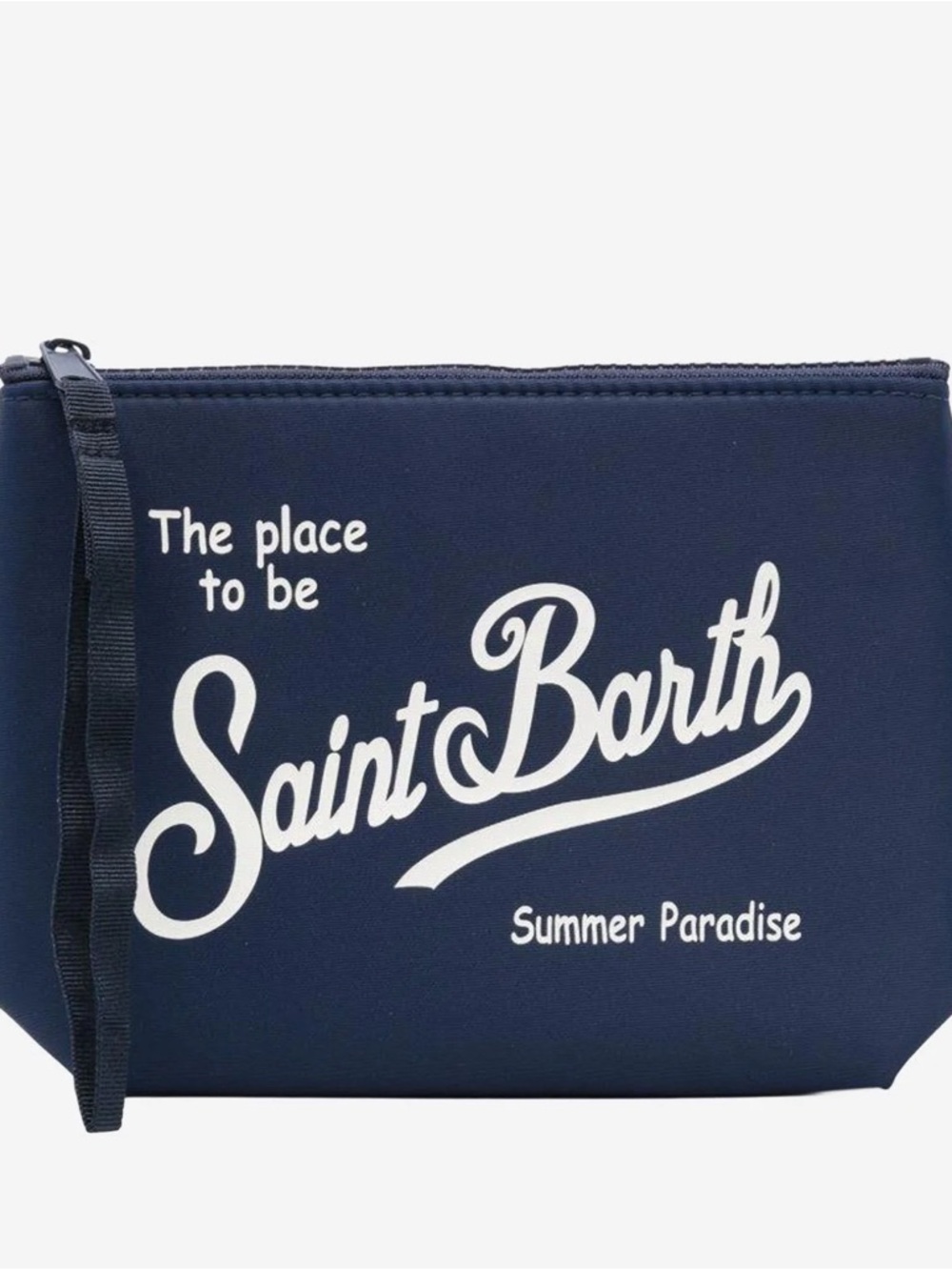 ALINE SCUBA POUCH IN NAVY BLUE WITH PRINTED LOGO NWT